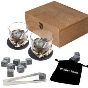 Two glass set whiskey glass set ice stones for sale