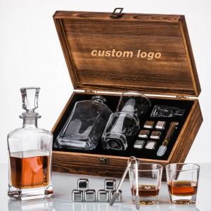 Wholesale crystal whiskey decanter sets with wooden box